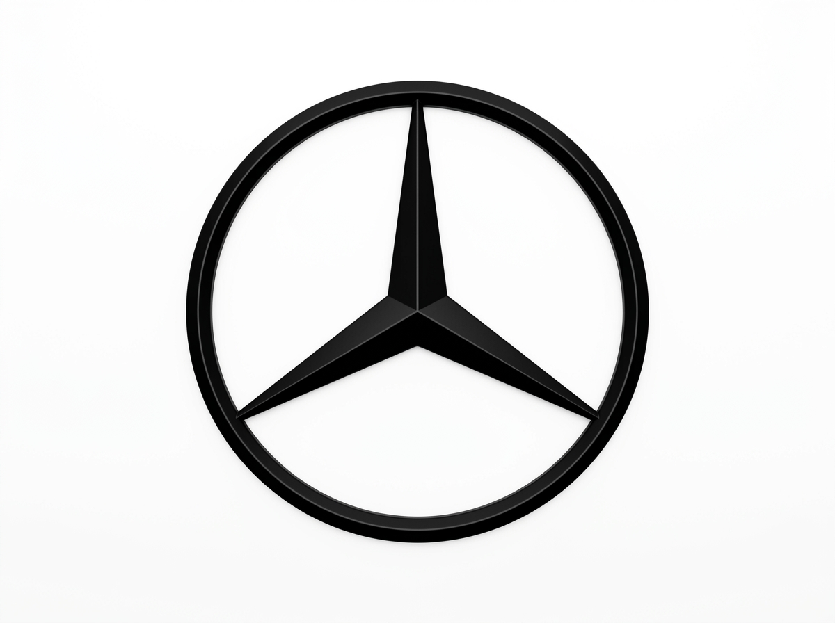 Mercedes-Benz three-pointed star logo black and white