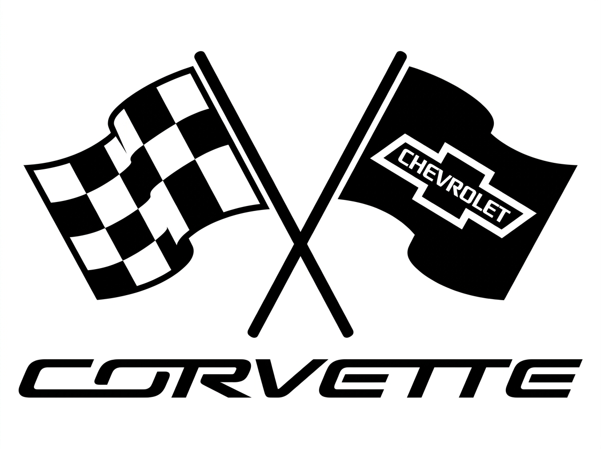 Chevrolet Corvette bowtie logo black and white